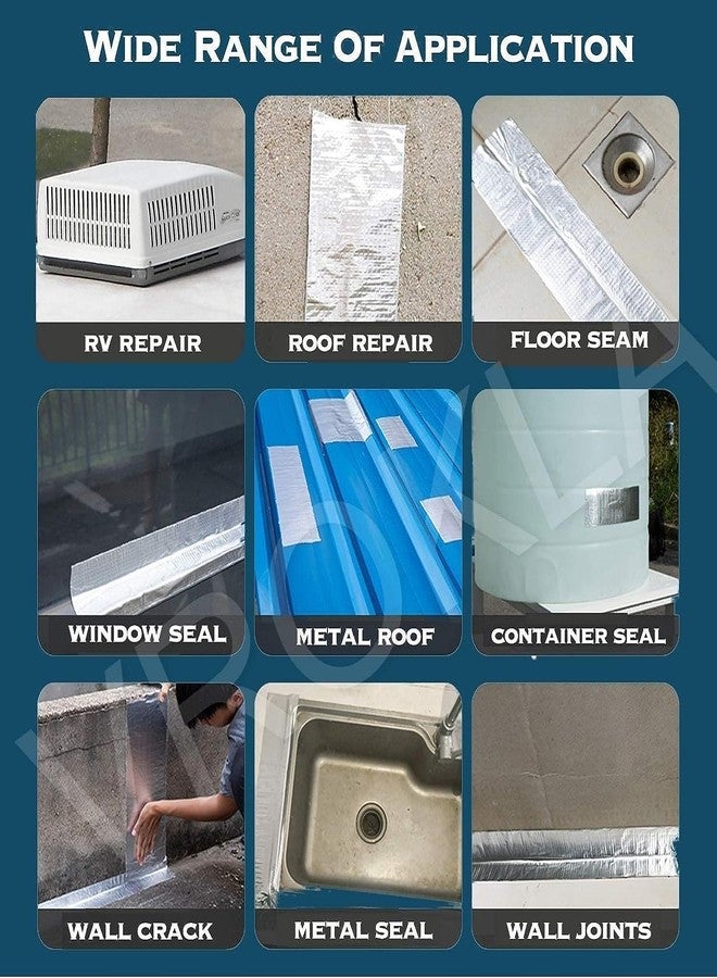 أتش أس آر شريط إصلاح تسربات المياه المقاوم للماء من HSR لحلول تسربات الأنابيب وتسربات مياه الأسقف، شريط من رقائق الألومنيوم، شريط لاصق مقاوم للماء، شريط مانع للتسرب من مطاط البوتيل للشقوق السطحية والأنابيب (5 سم × 5 م (عبوة من 5)) - Image 5